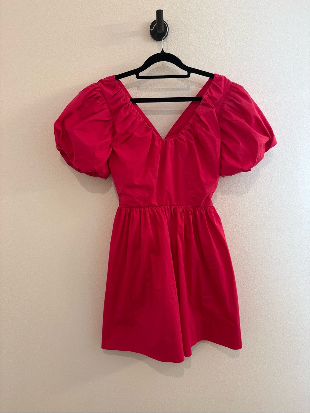 NWT Express Hot Pink Puff-Sleeve V-Neck Mini Dress